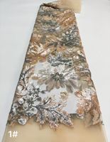 Tissu en tulle brodé de sequins floraux vintage, tissu en maille de luxe pour robe de soirée, robe de mariée en stock
