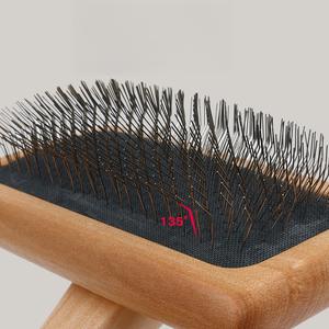 Brosse à poils pour chien à faible MOQ en gros d'usine, brosse auto-nettoyante professionnelle en bois à double face pour le toilettage des animaux de compagnie, pour les chats à poils longs - Product Image 3