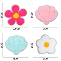 Patchs en chenille personnalisés avec des fleurs et des coquillages, patchs à lettres en sequins pour vêtements, chapeaux, patchs à repasser