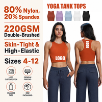 Débardeur de yoga pour femme en gros, 220 GSM, double brossé, col rond, coussinets amovibles, pour entraînement sportif, gym, athlétisme et fitness
