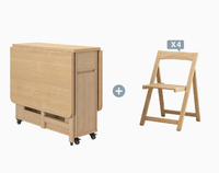 Ensemble table et chaises de salle à manger en bois extensible et pliable DISHI, écologique, 4 places, pour la maison et l'hôtel, OEM