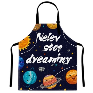 Custom Cartoon Space Pattern Double Pocket Adjustable Sleeveless Bib Reusable <b>Apron</b> for Restaurant & BBQ OEM/ODM - Product Image 5