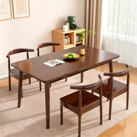 Ensemble table à manger rectangulaire en bois massif et chaises Windsor, mobilier rétro pour salle à manger domestique, table à dîner pratique et simple