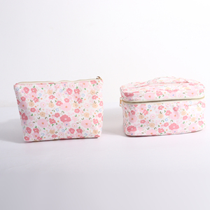 กระเป๋าเครื่องสำอางแบบพกพาขนาดใหญ่ ดีไซน์ดอกไม้ DIY  ทนทาน แฟชั่น  บุผ้าฝ้ายด้านใน  เป็นมิตรกับสิ่งแวดล้อม  พร้อมหูหิ้วนุ่ม  จัดระเบียบเครื่องสำอาง - Product Image 5