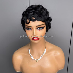 Mùa Hè Nóng Mặc Và Đi 100% Tóc Con Người Pixie Tóc Giả Tóc Con Người Cho Phụ Nữ Da Đen Glueless Pixie Cắt Tóc Giả Tóc Con Người Tóc Giả - Product Image 2