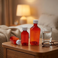 Bouteille en plastique PET transparente ambrée de 30 ml et 60 ml pour préparation pharmaceutique liquide, sirop contre la toux