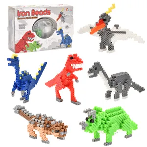 Kids High Quality Educational Toys 3D Dinosaur Jigsaw Puzzle Diy Perler Beads 5mm Fuse Beads Kit