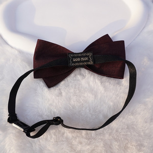 Q-6665 Papillon in Pelle alla Moda per Uomo, per Testimoni e Sposi, Rosso Vino e Nero, per Matrimoni Formali - Product Image 3