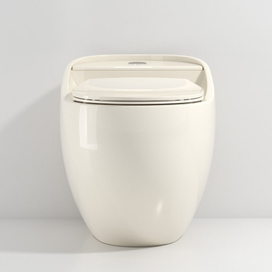 Toilette monobloc en céramique de style moderne crème, forme œuf, double chasse d'eau, siphon en S, <span class=keywords><strong>pour</strong></span> petite salle de bain domestique - Product Image 3