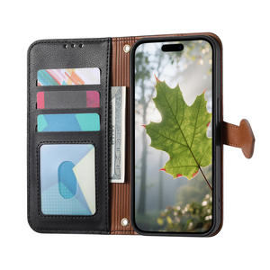 Étui de téléphone portable de luxe en cuir PU, design professionnel, antichoc, avec porte-cartes, anneau magnétique et longue lanière - Product Image 4