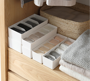 ที่จัดระเบียบลิ้นชักและตู้เสื้อผ้าแบบแบ่งช่องพลาสติก4หรือ5,ที่จัดระเบียบลิ้นชักชุดเดรสชุดชั้นในผูกถุงเท้าผ้าพันคอ - Product Image 4
