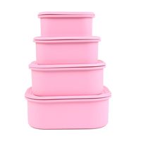 Boîte à lunch portable en silicone rectangulaire réutilisable pour enfants, allant au lave-vaisselle pour le bureau, l'école et les voyages