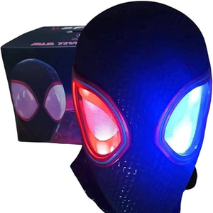 Máscara <span class=keywords><strong>de</strong></span> Spider-Man con Ojos Luminosos Móviles, Máscara <span class=keywords><strong>de</strong></span> Spider-Man Miles Morales, Control Remoto, Máscara Completa para Adultos/Niños, Cosplay - Product Image 1