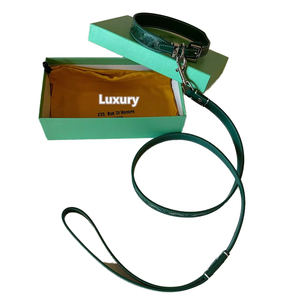 Ensemble d'accessoires <span class=keywords><strong>pour</strong></span> animaux de compagnie en cuir de créateur de luxe <span class=keywords><strong>Collier</strong></span> de chat et de <span class=keywords><strong>chiot</strong></span> à la mode avec motif imprimé et laisse de chien de décoration de rivet - Product Image 1