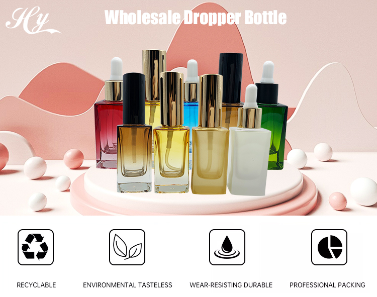 Transparent Square Essential Oil Dropper Bottles 20ml 30ml 50ml BPA Free