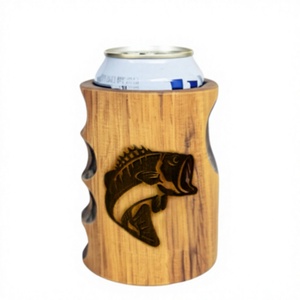 Portabevande in Legno con Design a Pesce, Contenitore Isolato Portatile per Bevande da Campeggio - Product Image 1