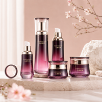Ensemble de flacons et pots en verre ovales dégradés violet de luxe pour crème et lotion, 30g, 50g, 30ml, 100ml, 120ml, emballage cosmétique vide pour soins de la peau