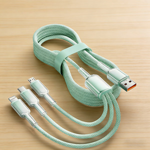 AWELL 65W 3-in-1 Fast Charging <b>Cable</b> Braided Transparent USB <b>Cable</b> 1M - Product Image 1