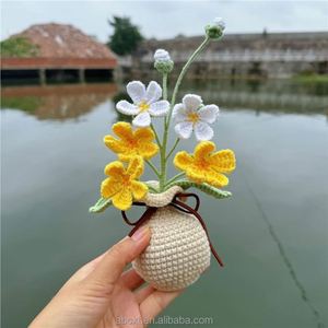 Maceta de Flores Tejida a Mano, Decorativa, Hecha a Mano, para Coche, Hogar, Escritorio, para Graduación y Celebración de Pascua - Product Image 3