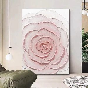 <b>Pink</b> Roses Hand Painted Oil Painting Large Size 3D Texture Abstract Art For Living Room Decoration - Product Image 4
