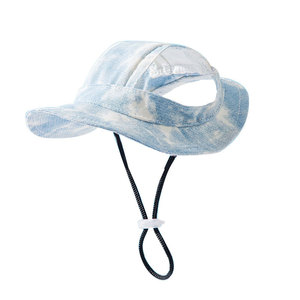 Adorable chapeau de pêcheur tie-dye d'été avec protège-oreilles, réglable, respirant, protection solaire pour petits chiens et chats, toutes saisons - Product Image 4