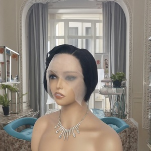 Noir court droit Bob perruque pour les femmes noires #1 Pixie Cut perruque pour les jeunes femmes court dentelle avant Pixie Cut perruques cheveux humains - Product Image 3