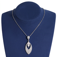 Collier pendentif QX en argent sterling S925 avec moissanite marquise, serti pavé feuille, bijoux fins de mariée pour les acheteurs en gros