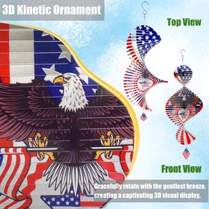Sculpture cinétique d'aigle et d'hélice patriotique en acier inoxydable de luxe, motif drapeau américain, pour la décoration du Jour de l'Indépendance - Product Image 4