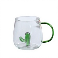 Mug à café en verre JINGYI 3D stéréoscopique à motif mignon, en borosilicate transparent, résistant à la chaleur, avec poignée, design créatif et champêtre