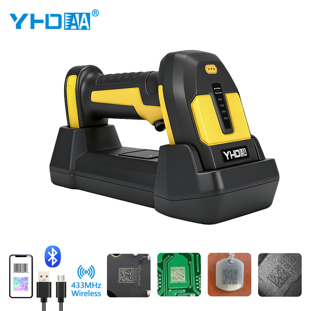 High Quality Long Range 433Mhz Wireless Industrial 2D Barcode Scanner Two Years Warranty DPM Qr Code Reader