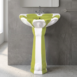 Luxury Multi Color Lotus Design Ceramic Pedestal Wash Basin Rectangle Lavabo Sink For Hospital Bathroom - Product Image 4