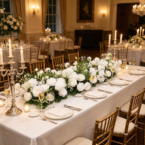 DKB Artificial Flowers Decor Wedding Decoration & Supplies High End White Rose Flower Runner for Wedding Aisle Back School Event - Product Image 1