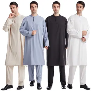 2023 New Pakistan Men Thobe Set Shalwar Kameez Of High Fashion Muslim Traditional Clothing For Pakistanese