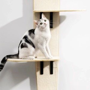 Plateforme d'escalade murale pour chat avec griffoir et étagères, à fixer sur porte, pour saut vertical - Product Image 4