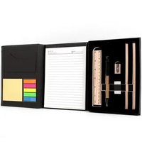Fournitures de bureau personnalisées avec logo, blocs-notes en carton rigide plié 80g noir rouge bleu, notes adhésives, bloc-notes, stylos, règles, ensemble emballé dans un sac polypropylène
