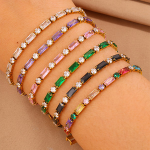 Bracelet en fer à griffes de zircon coloré de style européen et américain, transfrontalier, luxe léger, haut de gamme, romantique, pour femmes et couples - Product Image 2