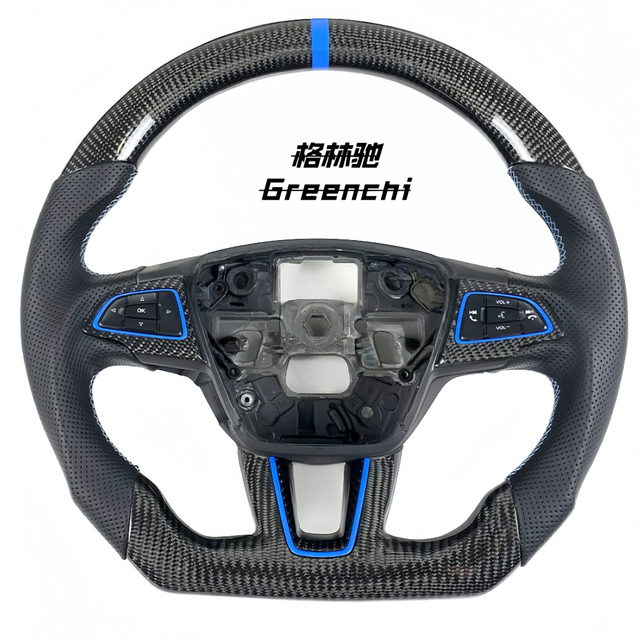 Custom Sports Racing Forged Carbon Fiber Steering Wheel for Focus RS/ST Mk2/Mk3 Flat Bottom & for