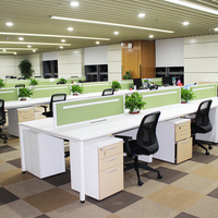 Postes de travail modulaires de bureau commerciaux pour 2 personnes, personnalisables, modernes, à paroi ouverte, avec bureau informatique convertible et extensible