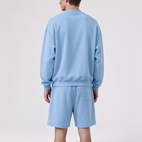 Setelan Sweatshirt Pria 2 Potong, Bahan Tebal 400-450GSM, Ukuran Besar, Model Longgar, Label Pribadi Khusus untuk Pria
