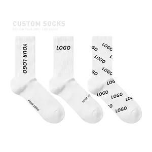 Low MOQ Custom Socken Herren Elite Baumwolle Gepolsterte Crew Socken Herren Bulk Casual White Socken