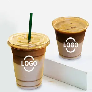 Cangkir minum plastik tinggi dengan sedotan gandum, cangkir kopi travel mug dengan tutup cangkir plastik kopi 200ml
