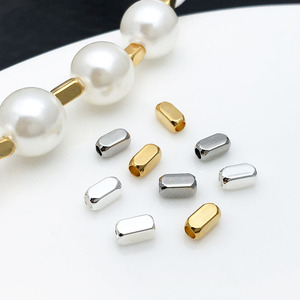 ลูกปัดทองแดงชุบทองคำขาวขนาดกลางสำหรับทำเครื่องประดับ DIY - Product Image 4