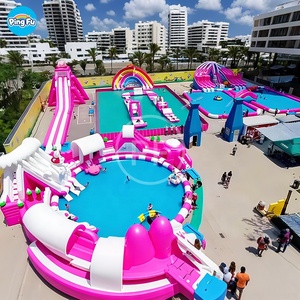 Parc Aquatique Gonflable Extérieur Personnalisé pour Enfants avec Toboggan Rose, Château Gonflable et Piscine - Product Image 3