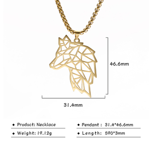 Collar con Colgante <span class=keywords><strong>de</strong></span> Cabeza <span class=keywords><strong>de</strong></span> Lobo para Hombre Myshape, Amuleto <span class=keywords><strong>de</strong></span> Acero Inoxidable Dorado, Collares <span class=keywords><strong>de</strong></span> Cadena con Estilo Punk, Regalo para Amigo - Product Image 4