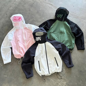 Waterproof Windproof Zip up Nylon Jackets Hoodies for <b>Men</b> Manufacturer Custom Lightweight Nylon <b>Windbreaker</b> Jackets - Product Image 1