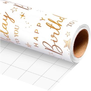 Papel de Regalo Dorado para Cumpleaños, 17 pulgadas x 16.5 pies, de una sola cara, ecológico, para manualidades, para ocasiones de cumpleaños - Product Image 2