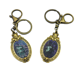Vintage Antique Brass Oval Shape Changing Filp 3D Lenticular Key Chain Keychain with <b>Snap</b> <b>Hook</b> - Product Image 4