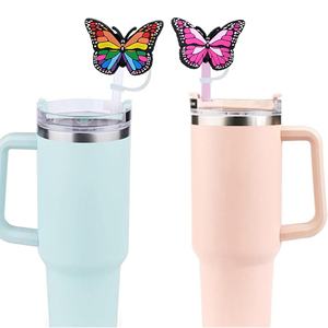 Chapeau de paille de haute qualité de 10 mm, style dessin animé mignon, en plastique recyclable, avec couvercle anti-poussière en colle souple, motif papillon - Product Image 4