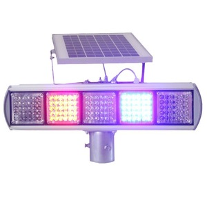 Luz de Advertencia Solar LED Intermitente para Tráfico y Construcción, Montaje en Poste, IP65, Marco de Aluminio - Product Image 1