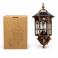 Lanterne solaire à détecteur de mouvement, style vintage, pour cour, véranda, lampe murale étanche, décoration extérieure pour patio, portail, villa